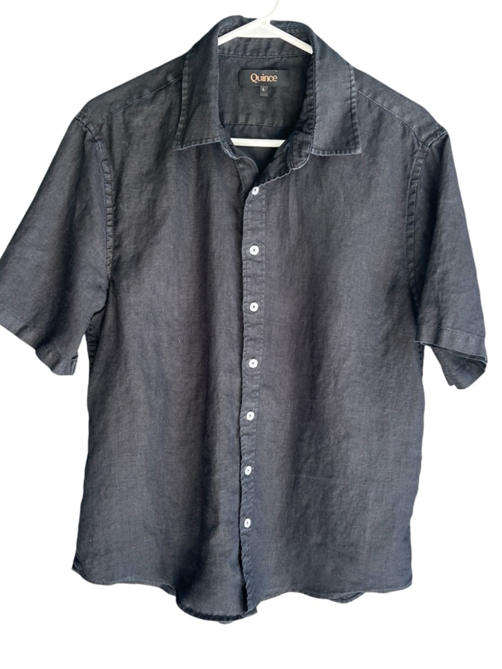 Quince Men's Short-Sleeve Button-Up Shirt black